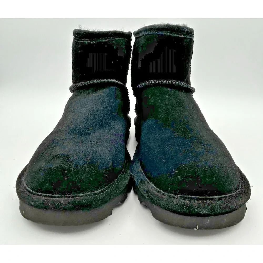 Bearpaw Womens Alyssa Boots Size 10 Black Suede Booties Sheepskin Fur Lined New‎